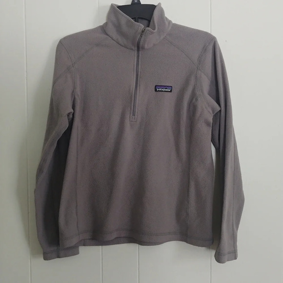 Patagonia Womens sz M Sweatshirt Gray Logo 1/4 Zip Long Sleeve Pullover - Picture 1 of 9